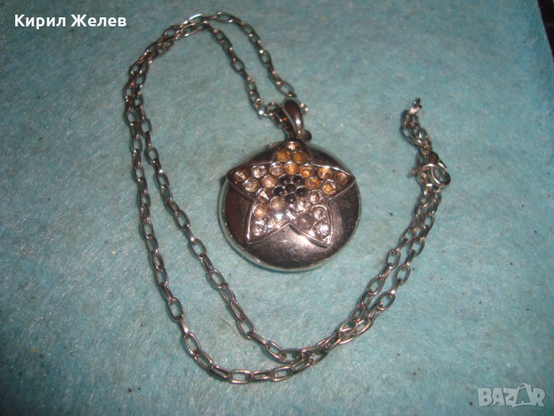 ПОСРЕБРЕН АРТ НУВО СТИЛ СКЪПОЦЕНЕН МЕДАЛЬОН ПЕНДАНТ ЗВЕЗДА АЖУРЕН с ВЕРИЖКА 4534, снимка 1