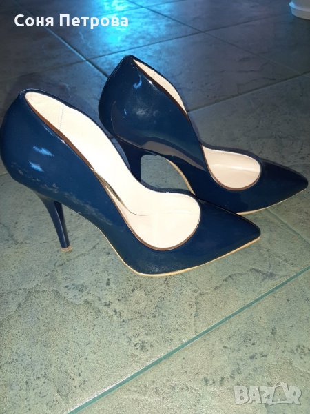 Дамски тъмно сини обувки на висок ток, снимка 1