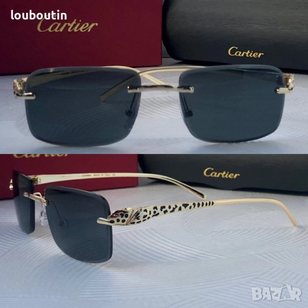 Cartier Мъжки слънчеви очила правоъгълни 3 цвята черни кафяви прозрачни, снимка 1