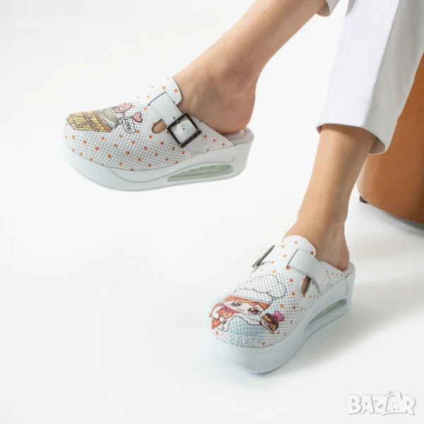 Анатомични чехли от естествена кожа с платформа за кухня | Марка Tuasolea, снимка 1