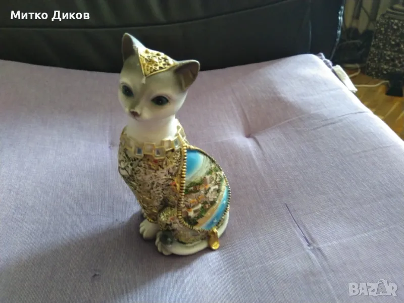 Египетска котка Н-14см на 7х6см украсена за интериор, снимка 1