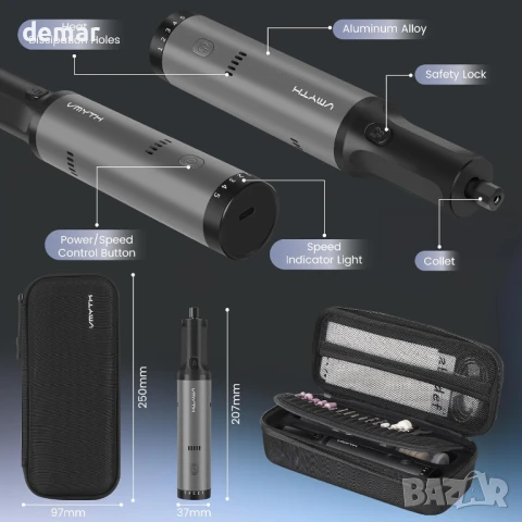 VMYTH iPen E2 Мини електрическа гравираща писалка, с 44 аксесоара, снимка 5 - Инструменти за гравиране - 50914759