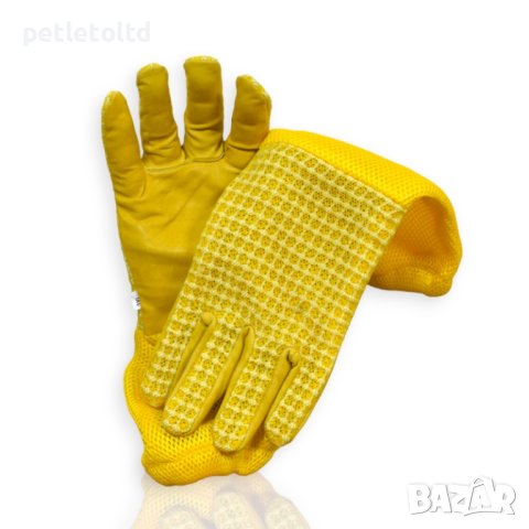 Ръкавици пчеларски от естествена кожа с ръкавели от дишаща материя, снимка 2 - За селскостопански - 21868957