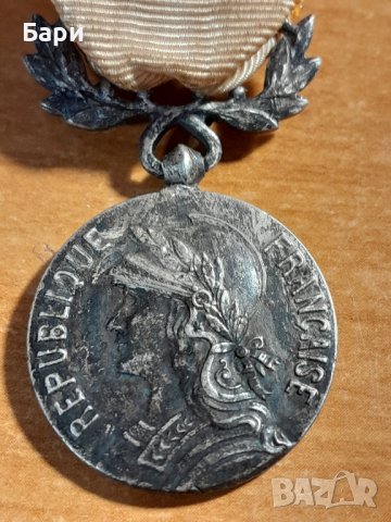  Френски сребърен колониален медал XIX век , снимка 2 - Колекции - 43249380