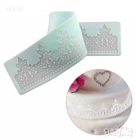 6 връхчета силиконов молд за сладка захарна дантела - за украса декорации на торта