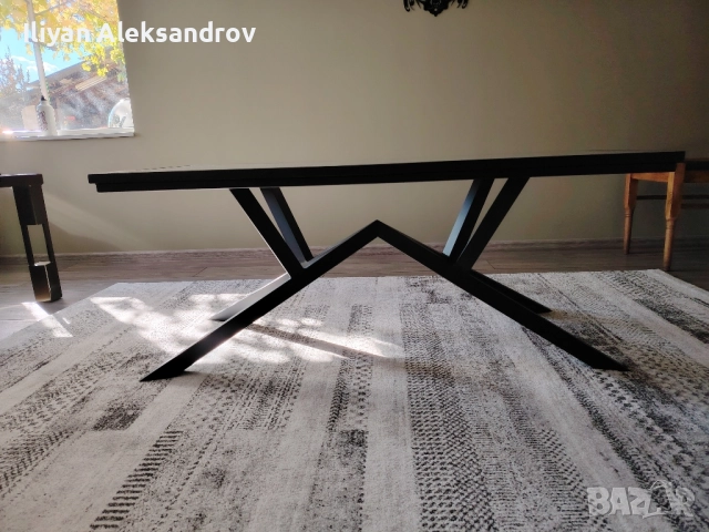 Метална холна маса с керамичен плот, снимка 8 - Маси - 52185379