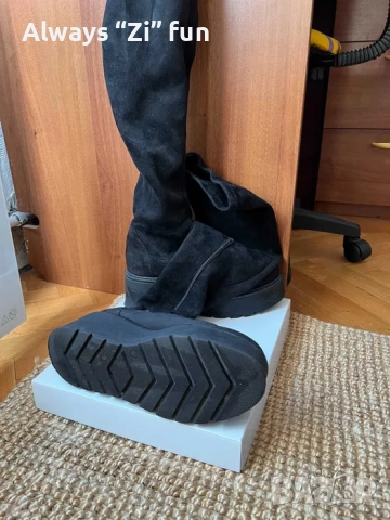 Дамски чизми над коляното Oleksy платформа, велур+текстил, снимка 5 - Дамски ботуши - 52375053