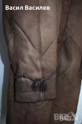 Дълъг дамски кожух кафяв агнешка кожа, снимка 7 - Якета - 51932225