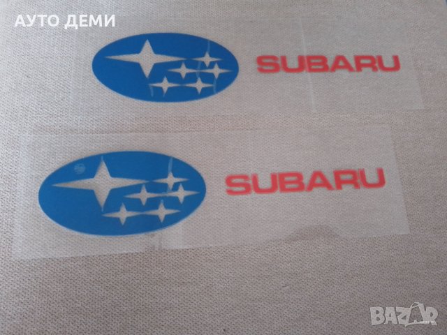 Качествен винилов цветен стикер лепенка с емблема и надпис Subaru