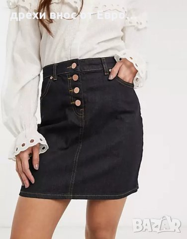 OASIS Тъмно синя къса маркова дънкова пола с копчета