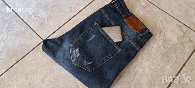 zara man skinny fit размер 32 мъжки дънки слим скини вталени леко ластични тъмо сини, снимка 14 - Дънки - 40470053