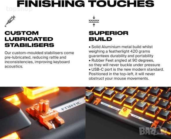 НОВА, ТЕСТВАНА FNATIC STREAK65 компактна RGB 60 геймърска механична клавиатура..., снимка 5 - Клавиатури и мишки - 50578968