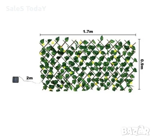 Декорация за стена от изкуствени листа и лампички, Солар, Преграда за балкон, Пергола, 170*90см, снимка 2 - Декорация за дома - 49662187