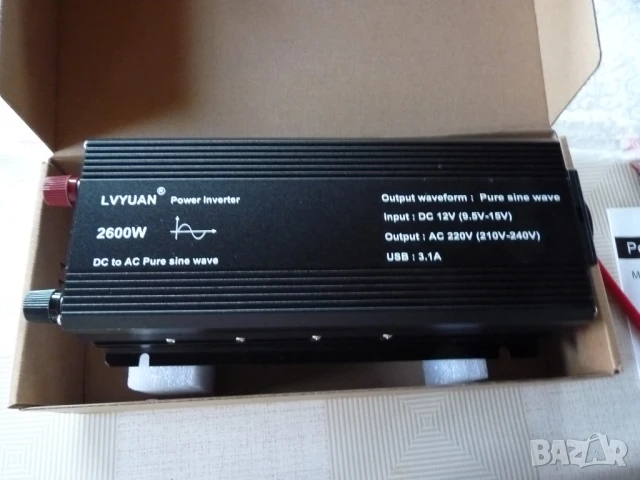 Инвертор пълна синусоида 1300/2600W-12V, снимка 2 - Друга електроника - 51264576
