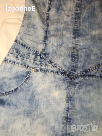 Дънкова рокля с презрамки и интересен гръб , снимка 3 - Рокли - 50502325