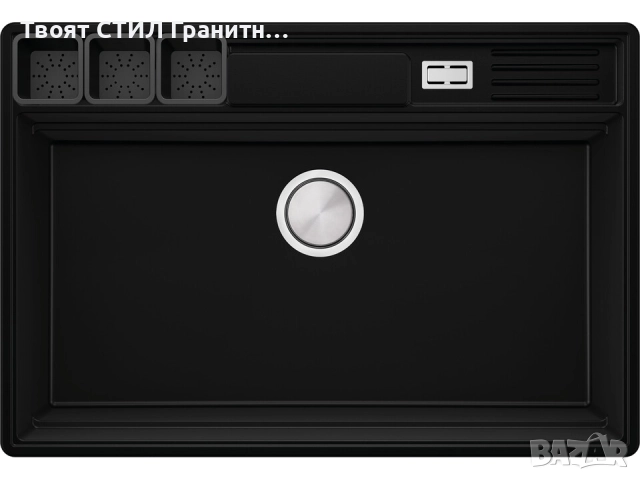 Черна кухненска гранитна мивка Ню Йорк 80 Multispace 780 x 530 мм -22% Ново, снимка 3 - Мивки - 51834704