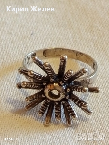 Красив сребърен фешън АРТ пръстен във формата на слънце ☀️ ретро стил 52306, снимка 5 - Пръстени - 52847619