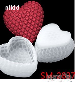 3D Сърце обло на ситни сърца силиконов молд форма смола гипс шоколад смола сапун декор, снимка 2 - Форми - 40015098