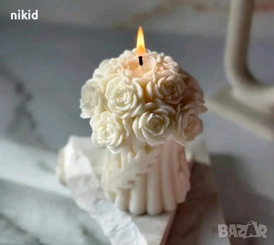 3D цветя завързани на букет с пандела силиконов молд форма фондан шоколад смола гипс свещ декор, снимка 6 - Форми - 50588039