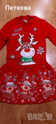 Последен брой! Нови коледни рокли, вата, снимка 2 - Детски рокли и поли - 38647679