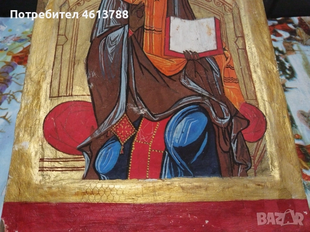 Стара ръчно рисувана икона, снимка 8 - Икони - 52171037