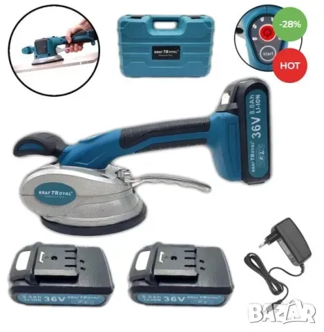 Акумулаторна вендуза за плочки 36V с 2 батерии 8Ah Kraft Royal - вакуум машина - акумулаторен, снимка 2 - Други инструменти - 46168465