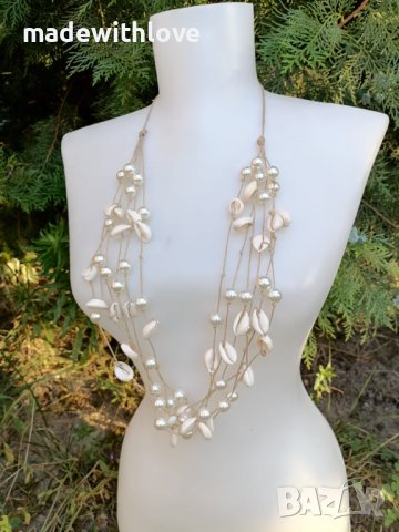 Ръчно изработено колие от седеф и морски раковини, снимка 6 - Колиета, медальони, синджири - 43251870