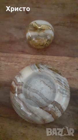 слонче, ябълка, пирамиди и други от мраморен Оникс, жълтеникаво меден, зелен полускъпоценен камък, снимка 7 - Статуетки - 43787461