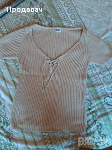 Блузка с къс ръкав плетена, снимка 1