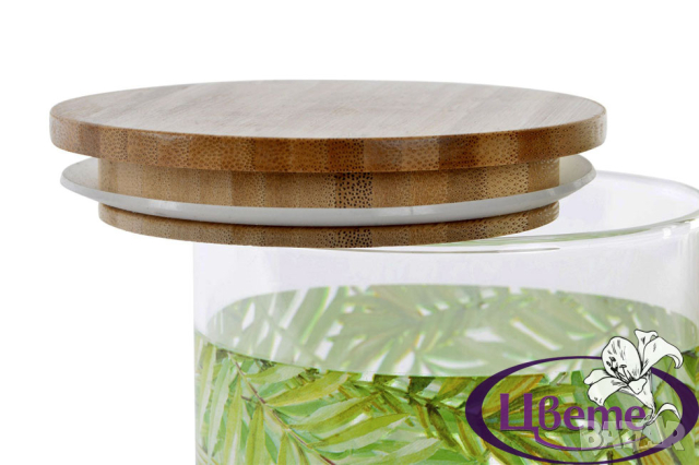 Стъклен буркан с бамбуков капак, снимка 3 - Кутии за храна - 44895888