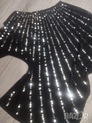 Черен блузон с паети , снимка 2 - Туники - 43291083