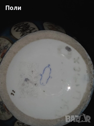 Антикварна ръчно декорирана френска порцеланова ваза, XIX век, снимка 8 - Антикварни и старинни предмети - 52211221