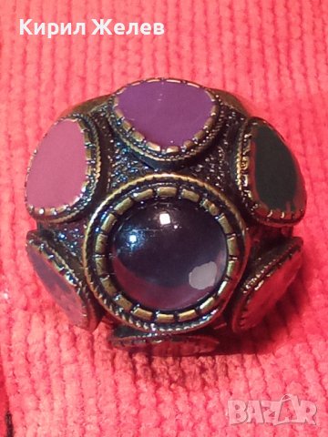 ПОЗЛАТЕН ЕМАЙЛИРАН БРОНЗОВ ЕТНОГРАФСКИ СТИЛ МАСИВЕН ПРЪСТЕН 22960, снимка 2 - Пръстени - 36410806