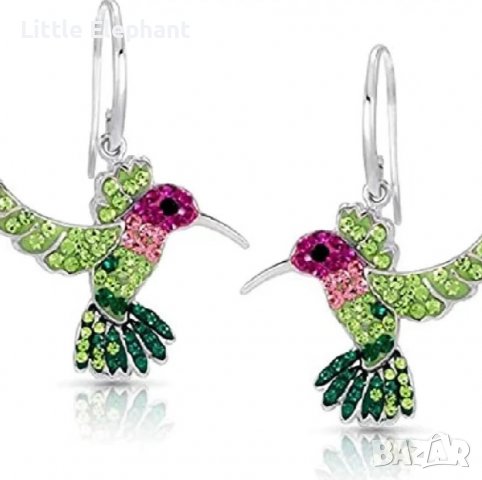 Sale Висящи обеци с цветни кристали,колекция"Birds-Колибри"/нови