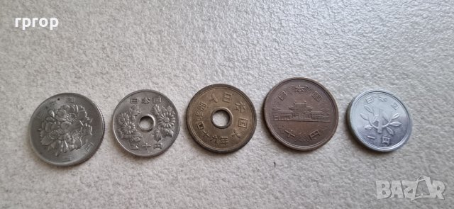 Монети. Япония. 1 ,5 ,10 ,50 ,100 йени . 5 бройки. , снимка 4 - Нумизматика и бонистика - 43436221