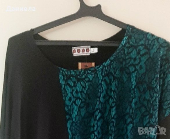 Елегантна туника в черно и зелено, снимка 2 - Рокли - 40672291