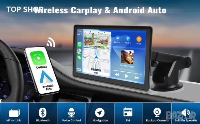 Мултимедия Camecho Wireless Carplay & Android Auto, 7-инчов, снимка 11 - Навигация за кола - 49157060