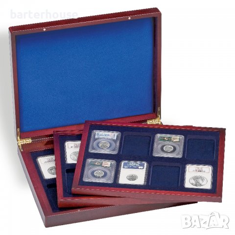Кутия за монети Volterra Trio с 3 табли за 24 монети, LEUCHTTURM, снимка 1 - Нумизматика и бонистика - 38598605