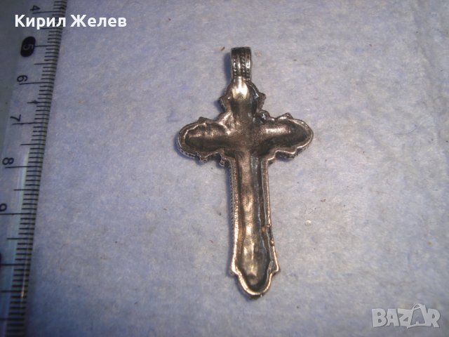 КРАСИВО МЕСИНГОВО РАЗПЯТИЕ НАГРЪДНО КРЪСТЧЕ ПОСРЕБРЕНО 12246, снимка 4 - Други ценни предмети - 36974309