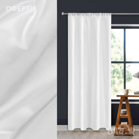  Декоративна завеса с оплетка от изкуствена коприна Off White 140x260см, снимка 1 - Други стоки за дома - 44096708