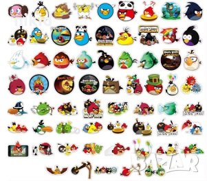 50 бр Angry Birds енгри бърдс самозалепващи лепенки стикери за украса декор картонена торта и др , снимка 6 - Други - 32690461