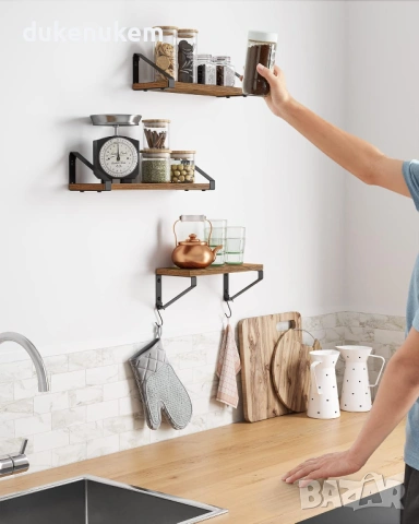 Комплект от 3 броя Плаващи стенни рафтове, 30/ 35/40 см, снимка 5 - Етажерки - 53227732