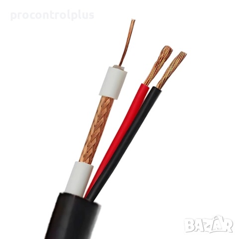 Микрокоаксиален кабел RG59 + 2x0,75mm Черен 100м