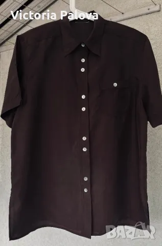 Копринена риза цвят кафе, снимка 7 - Ризи - 49732684