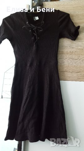 мини рокля Х&М с връзки тип корсет, снимка 2 - Рокли - 35467353