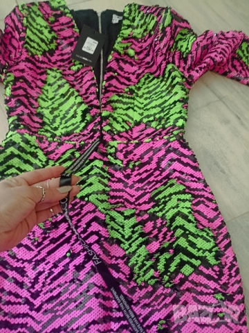 уникална дамска рокля хамелеон с пайети, снимка 6 - Рокли - 51887871