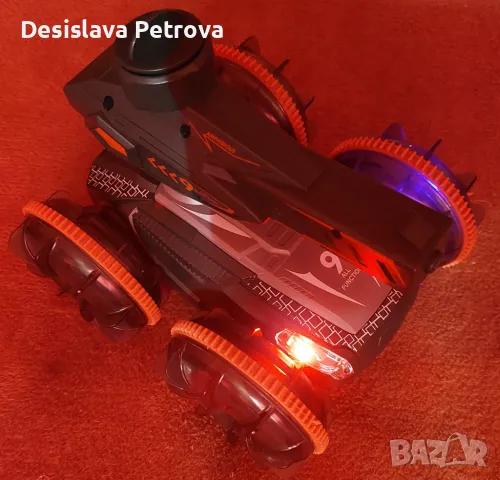 ЧЕРЕН ПЕТЪК -Стрелящ с вода танк анфибия играчка с дистанционно ЧИСТО НОВО  , снимка 8 - Електрически играчки - 47922542