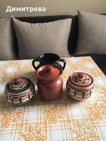 Керамични съдове - гърненца, захарнички, делвичка, съд за подправки, снимка 2 - Сервизи - 29674796