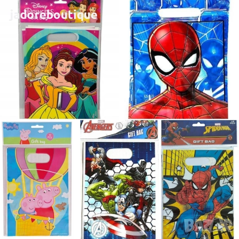 10 бр Подаръчни торбички детски анимации Прасето Пепа Спайдърмен Принцесите на Дисни