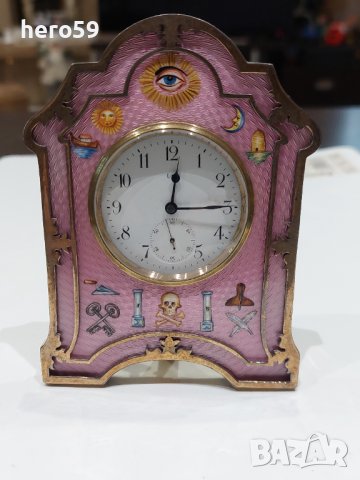 Каретен часовник-Сребърен гилеше  емайл часовник/Silver and Guilloche enamel Carriage Clock/, снимка 2 - Колекции - 38836804